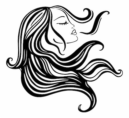 simsearch:400-04820689,k - Beautiful Woman with long hair. Vector  Illustration. Foto de stock - Royalty-Free Super Valor e Assinatura, Número: 400-06077904