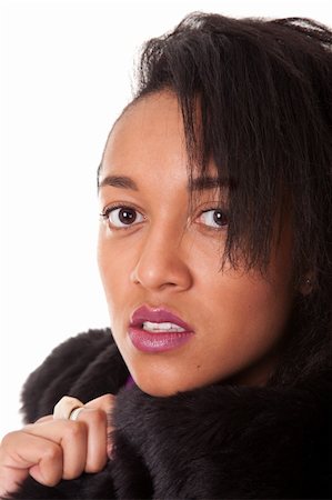 simsearch:400-04071866,k - Mulatto young woman in furs on white background Stock Photo - Budget Royalty-Free & Subscription, Code: 400-06077945