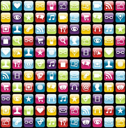 simsearch:400-08818849,k - Smartphone app icon set seamless pattern background. Vector file layered for easy manipulation and customisation. Foto de stock - Super Valor sin royalties y Suscripción, Código: 400-06078098