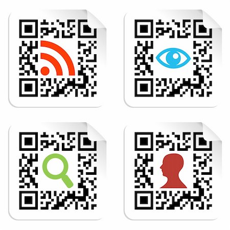 digital code - Social icons in labels set with QR codes sign. Vector file available. Stock Photo - Budget Royalty-Free & Subscription, Code: 400-06078120
