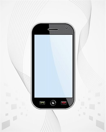 simsearch:400-04354797,k - Generic black smartphone on white background with blank space for your own design or image. Useful for mobile applications presentation. EPS 8 vector, cleanly built with no open shapes or strokes. Grouped and ordered in layers for easy editing. Photographie de stock - Aubaine LD & Abonnement, Code: 400-06078146