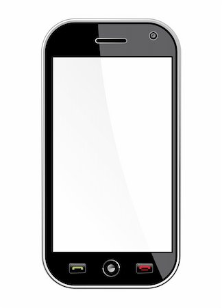 simsearch:400-04354797,k - Generic black smartphone isolated over white with blank space for your own design or image. Useful for mobile applications presentation. EPS 8 vector, cleanly built with no open shapes or strokes. Grouped and ordered in layers for easy editing. Photographie de stock - Aubaine LD & Abonnement, Code: 400-06078147
