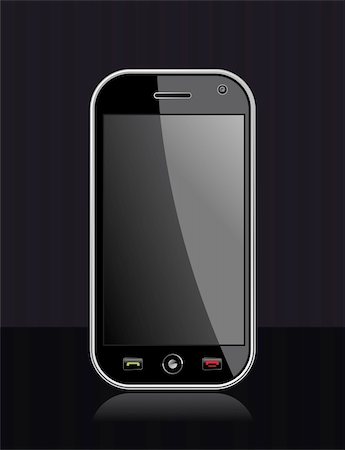 simsearch:400-06568351,k - Generic black smartphone on black background with blank space for your own design or image. Useful for mobile applications presentation. EPS 8 vector, cleanly built with no open shapes or strokes. Grouped and ordered in layers for easy editing. Stockbilder - Microstock & Abonnement, Bildnummer: 400-06078150
