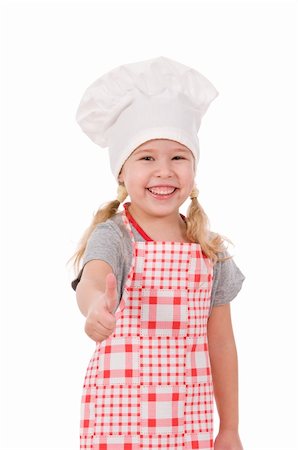 simsearch:400-06078465,k - girl in chef's hat shows ok isolated on white background Stock Photo - Budget Royalty-Free & Subscription, Code: 400-06078454