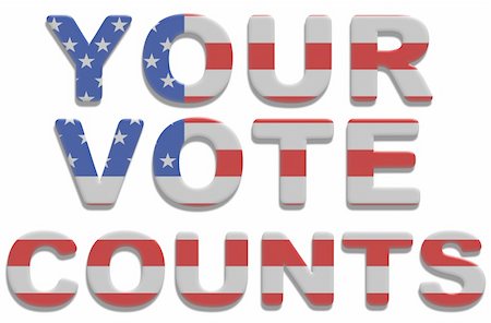 simsearch:400-07838992,k - Illustrated text saying your vote counts with american flag texture Stock Photo - Budget Royalty-Free & Subscription, Code: 400-06078672