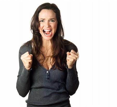 portrait screaming girl - Isolated portrait of a very angry, frustrated and upset young woman. Stock Photo - Budget Royalty-Free & Subscription, Code: 400-06079219