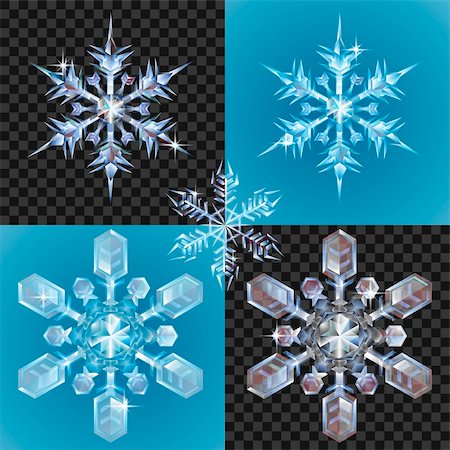 simsearch:400-05380726,k - Series of transparent snowflake design elements shown on different backgrounds Stock Photo - Budget Royalty-Free & Subscription, Code: 400-06079261
