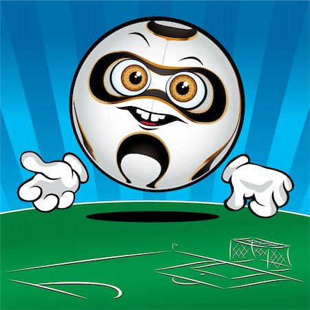 football play drawing - Funny smiling soccer ball on the blue\green background Stock Photo - Budget Royalty-Free & Subscription, Code: 400-06079633