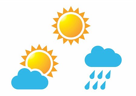 The icon of Sun, Cloud and Cloud with rain Stock Photo - Budget Royalty-Free & Subscription, Code: 400-06079707