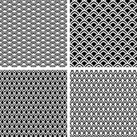 Seamless patterns set with fish scale texture. Vector art. Stock Photo - Royalty-Free, Artist: troyka, Image code: 400-06079944