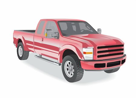 Pick-up truck red isolated on white background Stockbilder - Microstock & Abonnement, Bildnummer: 400-06070096