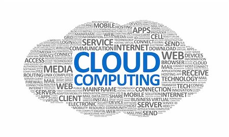 Word cloud conceptual illustration on cloud computing theme. Isolated on white. Stock Photo - Budget Royalty-Free & Subscription, Code: 400-06070106