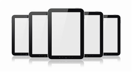 Set of digital tablets with blank screen isolated on white. Photographie de stock - Aubaine LD & Abonnement, Code: 400-06070188