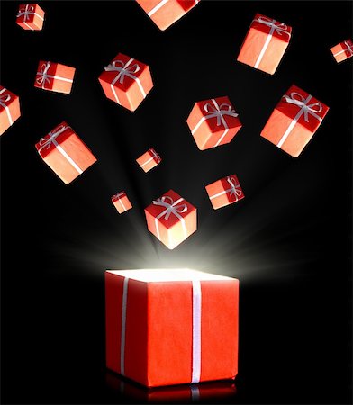 simsearch:400-04747520,k - red gift boxes flying in the dark Stock Photo - Budget Royalty-Free & Subscription, Code: 400-06070265
