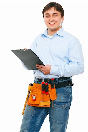 Portrait of construction worker with clipboard Stock Photo - Budget Royalty-Free & Subscription, Code: 400-06070612