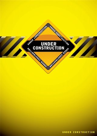 simsearch:400-05127436,k - Yellow warning under construction background with sign and hash banner Stock Photo - Budget Royalty-Free & Subscription, Code: 400-06070653