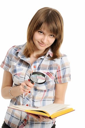 simsearch:400-04554899,k - Eye and magnifying glass and book on a white background Stock Photo - Budget Royalty-Free & Subscription, Code: 400-06070686