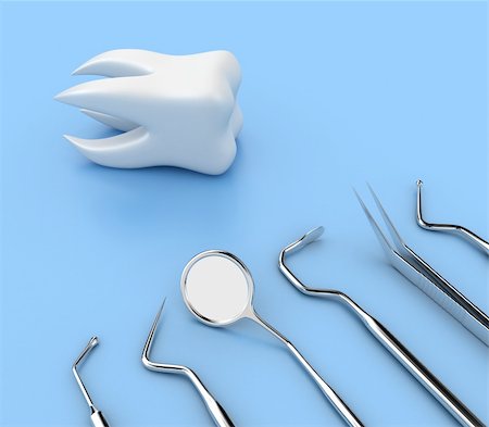 simsearch:400-06108956,k - Illustration of dental tools opposite to white tooth Fotografie stock - Microstock e Abbonamento, Codice: 400-06070789