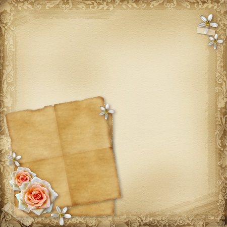 simsearch:400-04436055,k - ancient photo album page background with roses Stock Photo - Budget Royalty-Free & Subscription, Code: 400-06070825