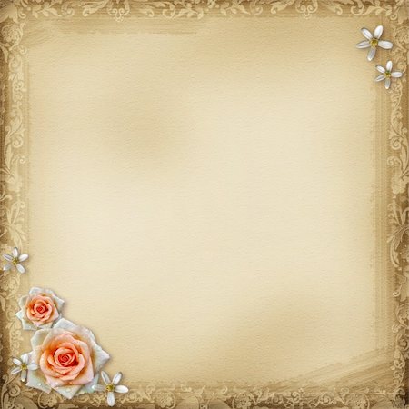 simsearch:400-04436055,k - ancient photo album page background with   roses Stock Photo - Budget Royalty-Free & Subscription, Code: 400-06070826