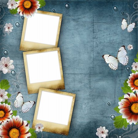 simsearch:400-08042225,k - Vintage Floral design background  flowers and butterflies Stock Photo - Budget Royalty-Free & Subscription, Code: 400-06070829