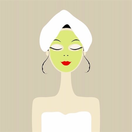 eye vector - Pretty woman with cosmetic mask on face Stock Photo - Budget Royalty-Free & Subscription, Code: 400-06070874