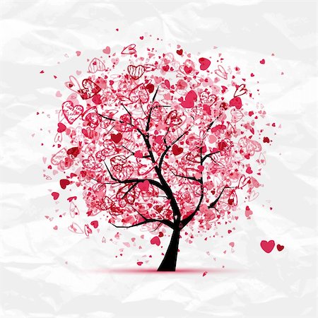 red heart vector - Valentine tree with hearts for your design Stock Photo - Budget Royalty-Free & Subscription, Code: 400-06070870