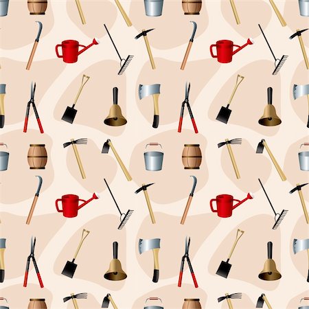 Gardening tools seamless pattern Stock Photo - Budget Royalty-Free & Subscription, Code: 400-06070929