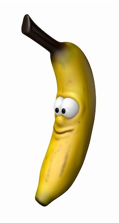 funny cartoon face - funny banana with comic face - 3d cartoon illustration Stock Photo - Budget Royalty-Free & Subscription, Code: 400-06070939