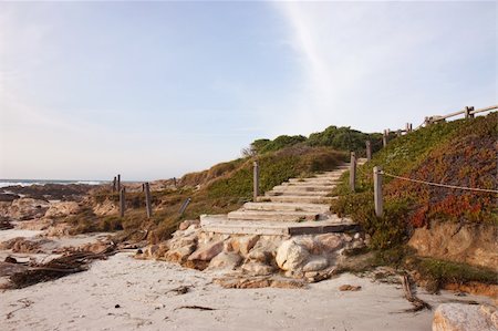 simsearch:400-08223992,k - Stairway to the beach at Asilomar State Park near Pacific Grove, California Stock Photo - Budget Royalty-Free & Subscription, Code: 400-06071266
