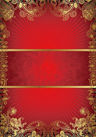 Illustration of ornate gold floral background. Stock Photo - Budget Royalty-Free & Subscription, Code: 400-06071368