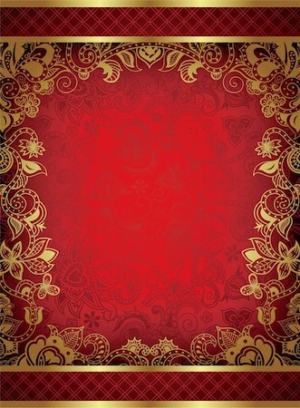Illustration of ornate gold floral background. Stock Photo - Budget Royalty-Free & Subscription, Code: 400-06071377