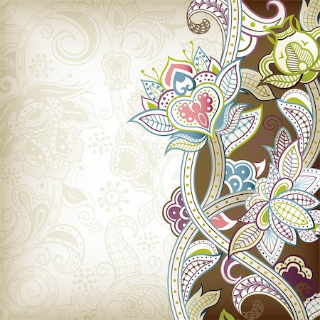 Illustration of abstract floral background in asia style. Photographie de stock - Aubaine LD & Abonnement, Code: 400-06071379