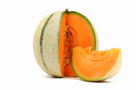 cantaloupe melone isolated on white Stock Photo - Budget Royalty-Free & Subscription, Code: 400-06071441