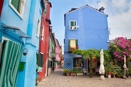 Front view of Home with garden / Old European Houses in the street  / Italy Stock Photo - Budget Royalty-Free & Subscription, Code: 400-06071571