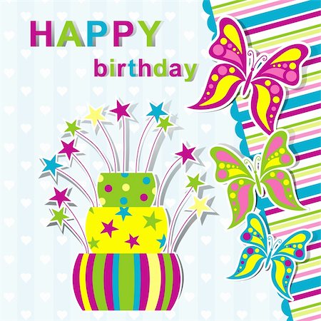 simsearch:400-06100336,k - Template birthday greeting card, vector illustration Stock Photo - Budget Royalty-Free & Subscription, Code: 400-06071628