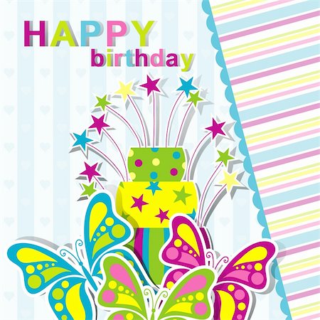 simsearch:400-06100336,k - Template birthday greeting card, vector illustration Stock Photo - Budget Royalty-Free & Subscription, Code: 400-06071632