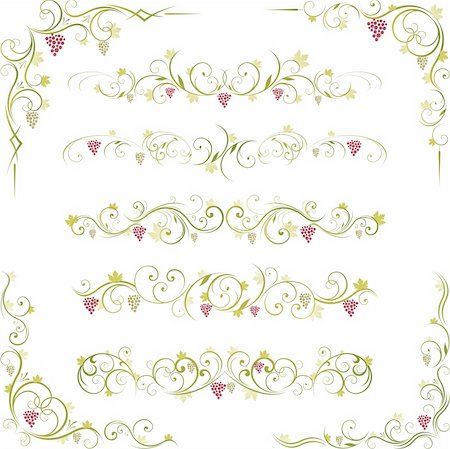 decorative ornate vector corners - Wine grapes design Stock Photo - Budget Royalty-Free & Subscription, Code: 400-06072118