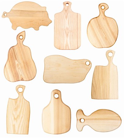 Set of chopping boards isolated on white Stock Photo - Budget Royalty-Free & Subscription, Code: 400-06072159
