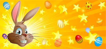 Easter background with Easter bunny stars and Easter eggs Photographie de stock - Aubaine LD & Abonnement, Code: 400-06072168