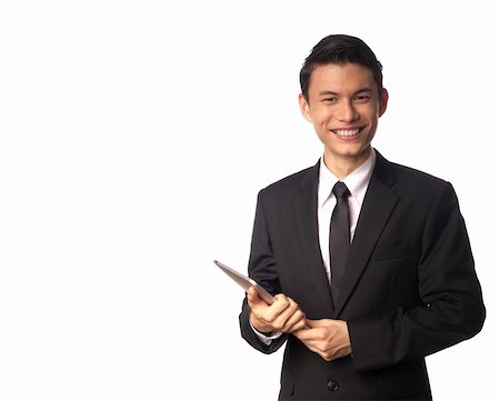 financial meeting tablet - Young Asian Corporate Man with Tablet PC over White Background Stock Photo - Budget Royalty-Free & Subscription, Code: 400-06072467