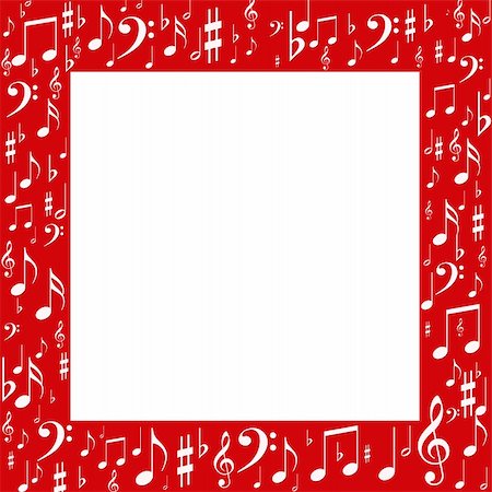 piano clef - Red frame, white music notes Stock Photo - Budget Royalty-Free & Subscription, Code: 400-06072503