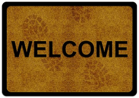 door mat welcome - welcome cleaning foot carpet with shoe print on it. Stock Photo - Budget Royalty-Free & Subscription, Code: 400-06072617