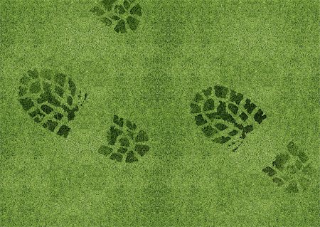 simsearch:400-06481952,k - Shoe print on green grassland. Stock Photo - Budget Royalty-Free & Subscription, Code: 400-06072612