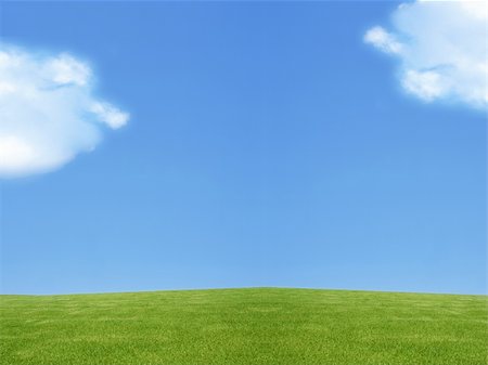 simsearch:400-07210714,k - landscape of Green land and blue sky with some clouds and enough copyspace. Fotografie stock - Microstock e Abbonamento, Codice: 400-06072634