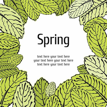 Spring greetings card with green leafs in vector Stock Photo - Budget Royalty-Free & Subscription, Code: 400-06072722