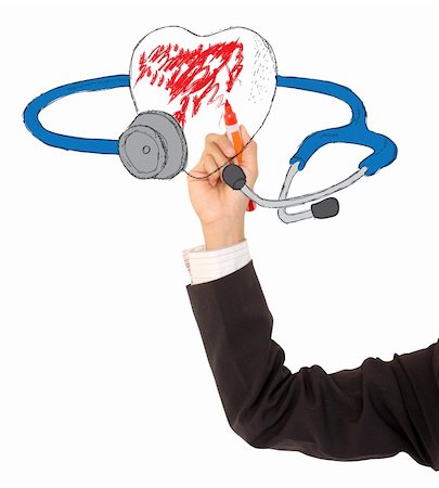 a stethoscope and a heart on a white background Stock Photo - Budget Royalty-Free & Subscription, Code: 400-06073024