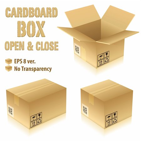 Open and Closed Cardboard Boxes with Icons, vector illustration Stock Photo - Budget Royalty-Free & Subscription, Code: 400-06073225