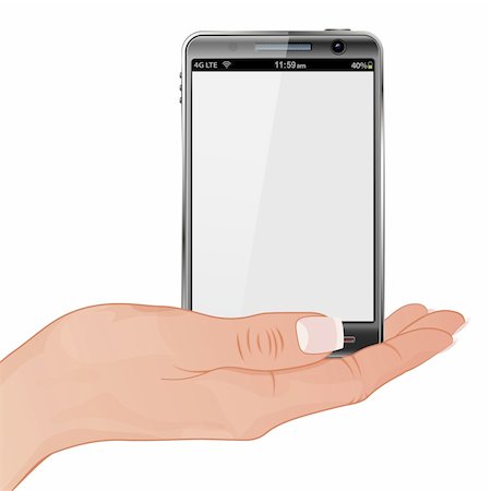 simsearch:400-05918503,k - Woman Hand Holding Smart Phone with Blank Screen, vector illustration Photographie de stock - Aubaine LD & Abonnement, Code: 400-06073223