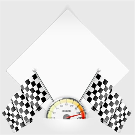 Concept - Winner. Sheet of white paper for your text or photos, mounted in pocket with Speedometer and Flags Foto de stock - Super Valor sin royalties y Suscripción, Código: 400-06073247